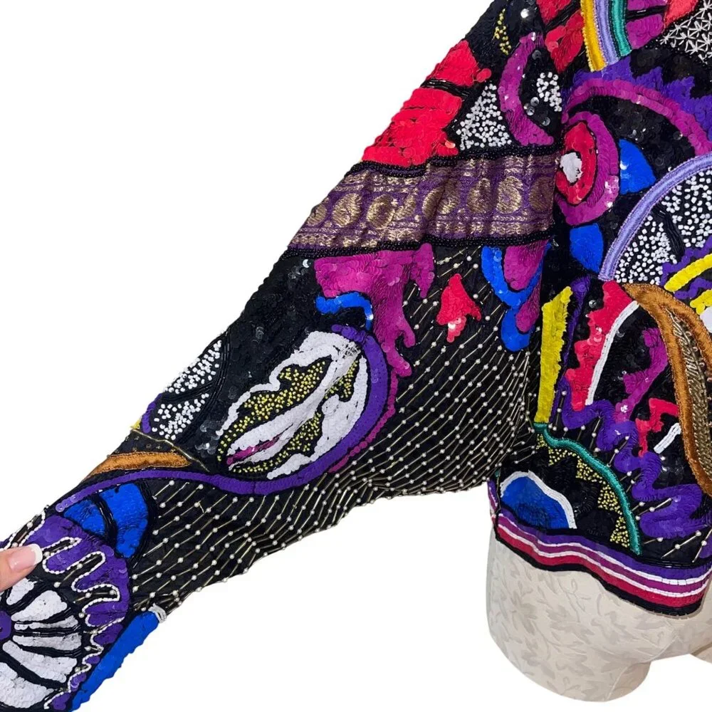 Judith Ann Creations Vintage Womens Beaded Cropped Jacket Size Large Multicolor - Picture 8 of 16